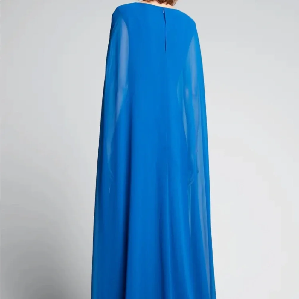 NWT BADGLEY MISCHKA GEORGETTE CAPE GOWN - Picture 9 of 16